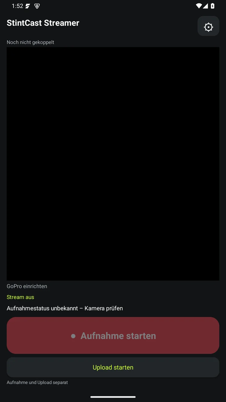 Echter aktueller Streamer-Hauptbildschirm auf einem ungekoppelten Android-Emulator